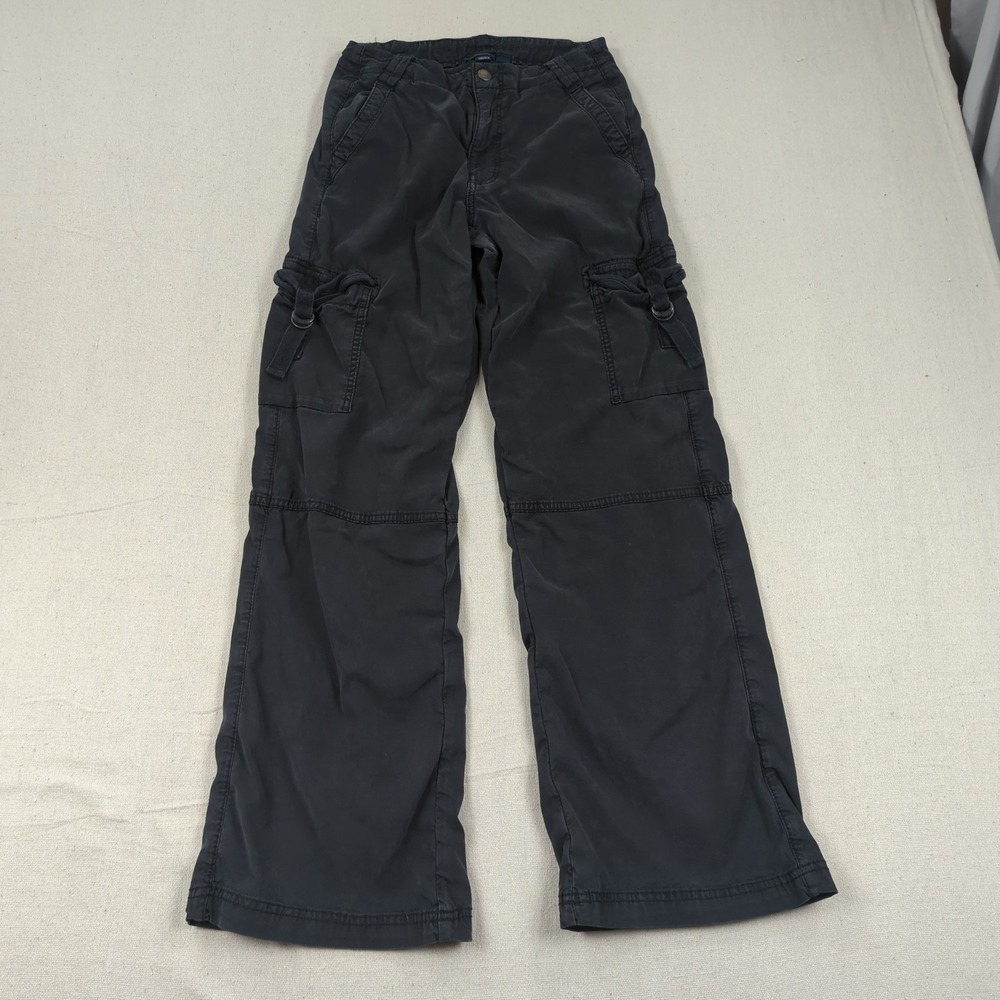 American Eagle Pants Womens 0 Black Super High Rise Baggy Wide Leg Cargo